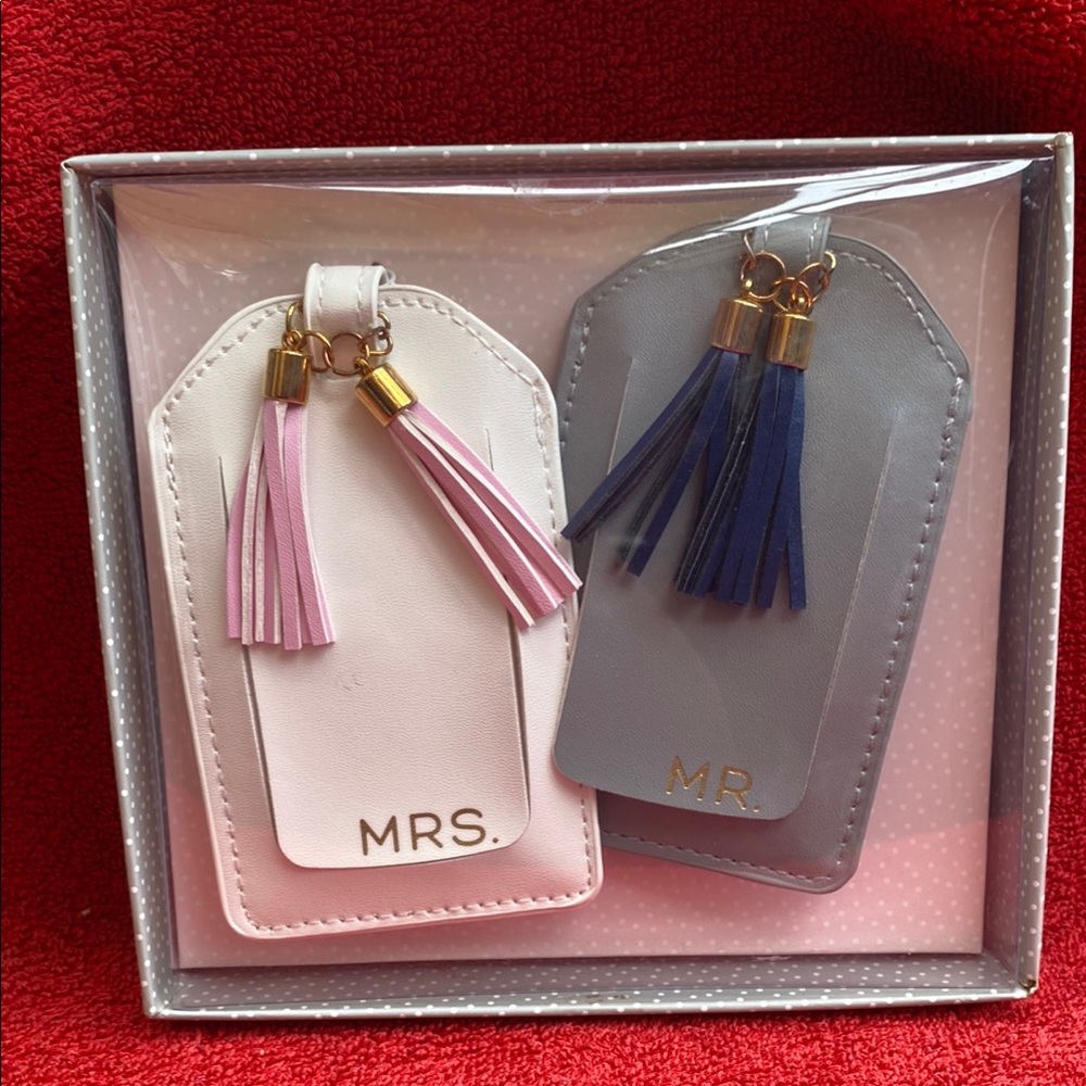 Pink and Gray Luggage Tag Set